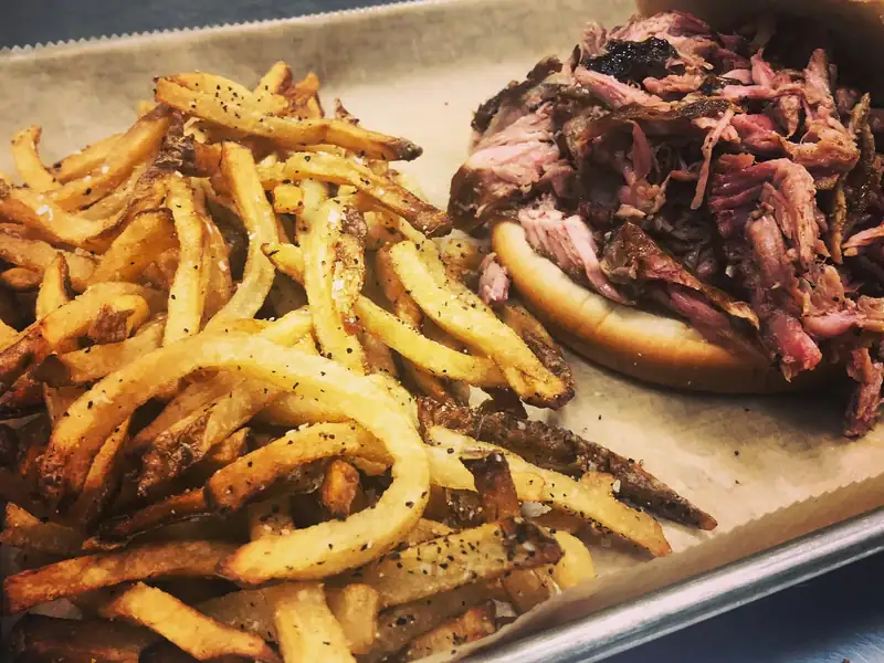 Smoked pulled pork sandwich